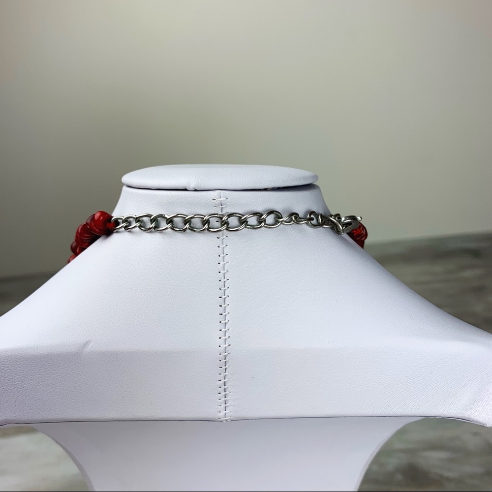 Turquoise & Red Adjustable Statement Necklace - image 8